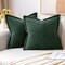 Dark Green Corduroy Pillow Covers with Splicing Set of 2 Super Soft Boho Striped Pillow Covers Broadside Decorative Textured Throw Pillows for Couch Cushion Livingroom 18x18 inch